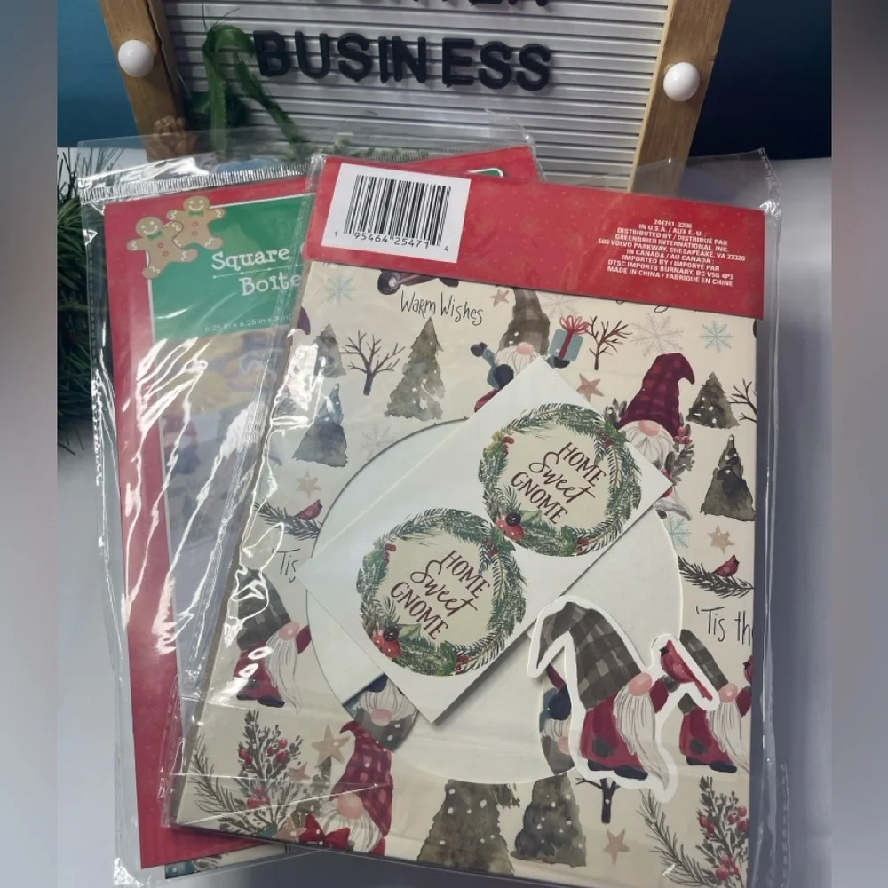 Holiday Gnome Cookie Gift Boxes – 2 Pack (Square 6.25”)